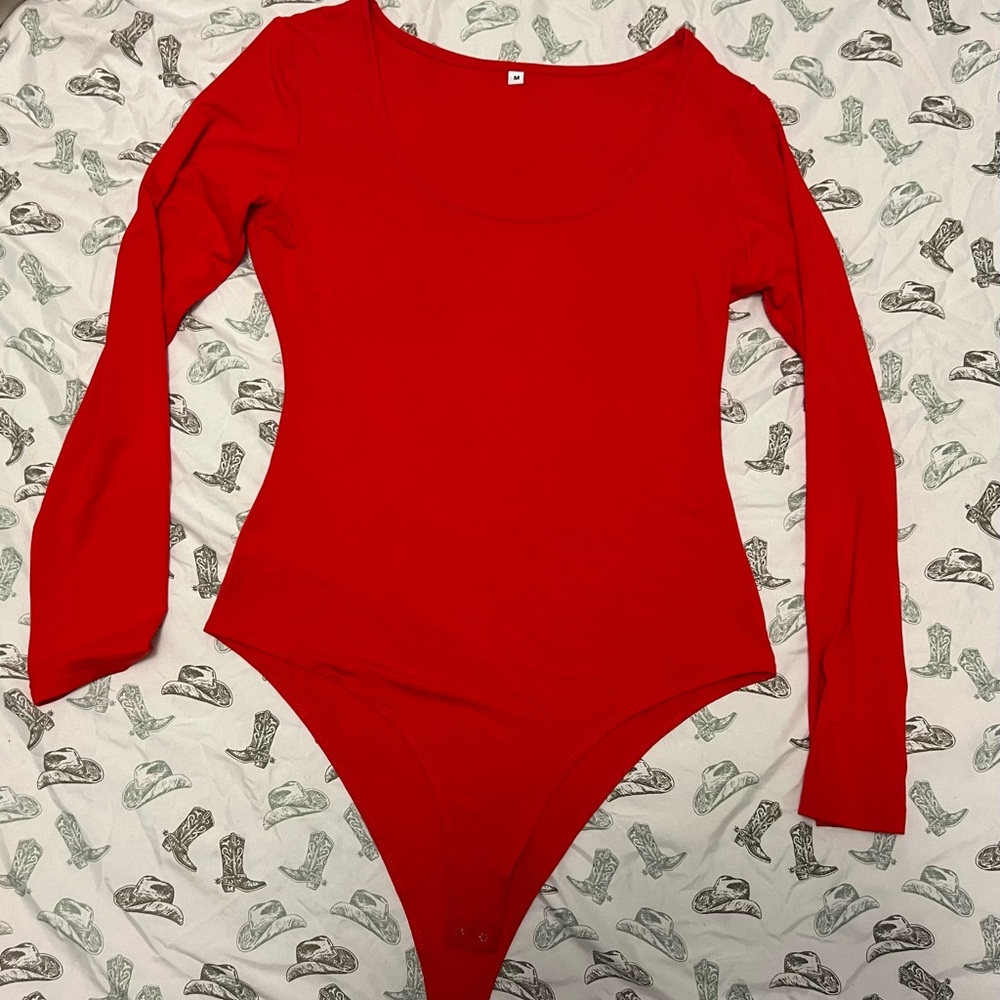 Red Long Sleeve Bodysuit
